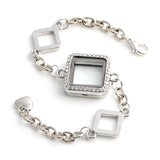 10pcs Floating Locket Charms Bracelet Glass Living Memory Bangle