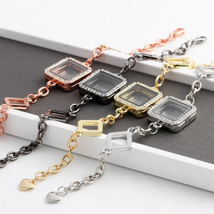 10pcs Floating Locket Charms Bracelet Glass Living Memory Bangle