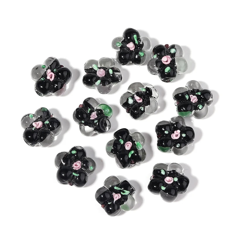 10pcs Flower Lampwork Beads Colorful Loose Beads Jewelry DIY Bracelet Necklace