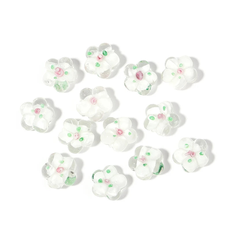 10pcs Flower Lampwork Beads Colorful Loose Beads Jewelry DIY Bracelet Necklace