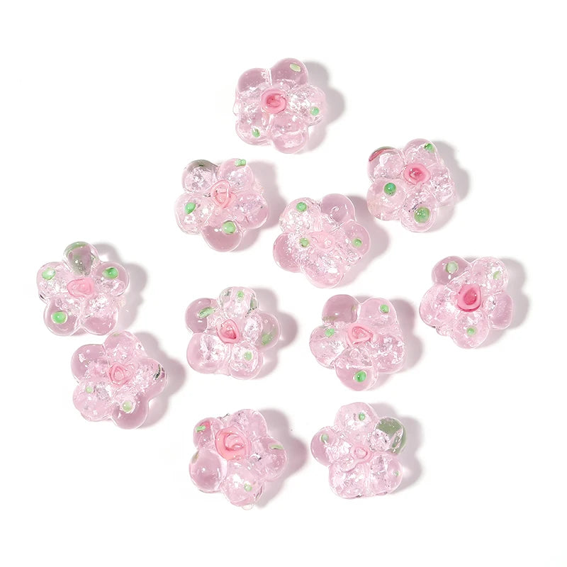 10pcs Flower Lampwork Beads Colorful Loose Beads Jewelry DIY Bracelet Necklace