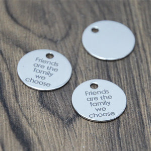 10pcs/lot Family Friendship Gift 20mm Stainless Steel Message Charm Pendant