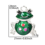 10pcs/lot Frog Silver Crystal Charms Bag Earring Pendant