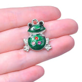 10pcs/lot Frog Silver Crystal Charms Bag Earring Pendant