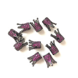 10pcs Fuchsia Zirconia Crown Spacer Beads for Bracelet Making