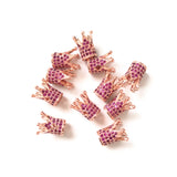 10pcs Fuchsia Zirconia Crown Spacer Beads for Bracelet Making