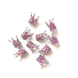 10pcs Fuchsia Zirconia Crown Spacer Beads for Bracelet Making