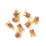 10pcs Fuchsia Zirconia Crown Spacer Beads for Bracelet Making