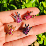 10pcs Fuchsia Zirconia Crown Spacer Beads for Bracelet Making