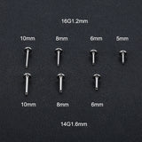 10pcs G23 Titanium Base for Labret Lip Piercing 14G 16G