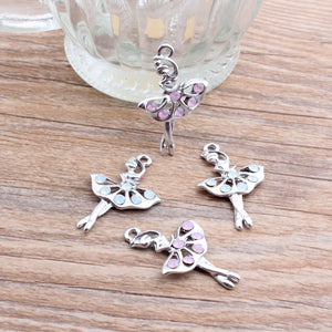 10pcs/lot Ballet Dancer Charms Earring DIY Rhinestone Ballerina Pendant YZ264