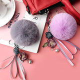 10pcs Girls Jewelry Keychains Plush Balls Flower Pendant Key Chains