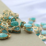 10pcs/lot Glass Pendant Copper Zircon Water Drop Charms Pendant
