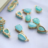 10pcs/lot Glass Pendant Copper Zircon Water Drop Charms Pendant