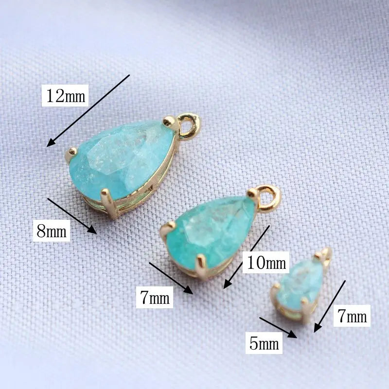 10pcs/lot Glass Pendant Copper Zircon Water Drop Charms Pendant