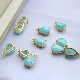 10pcs/lot Glass Pendant Copper Zircon Water Drop Charms Pendant