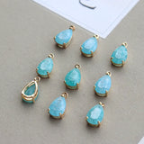 10pcs/lot Glass Pendant Copper Zircon Water Drop Charms Pendant