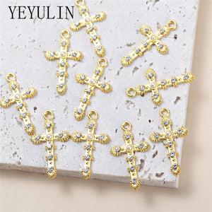 10pcs Rhinestone Cross Charms Pendants DIY Necklace Women Men Jewelry