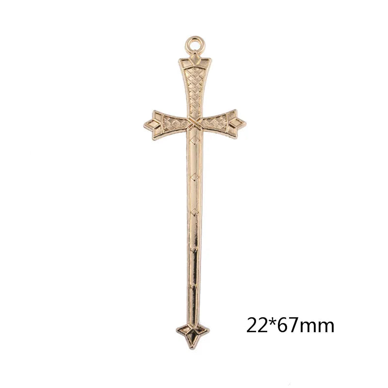 10pcs Rhinestone Cross Charms Pendants DIY Necklace Women Men Jewelry