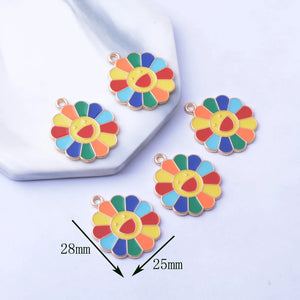 10pcs Smiling Face Sunflower Charms Ear Pendant DIY Earrings