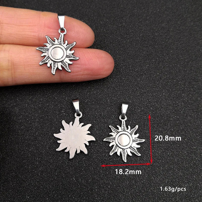 10pcs Sun Stainless Steel Charms for Necklace DIY Jewelry Making