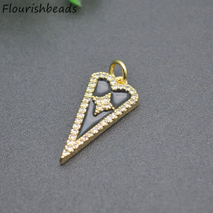 10pcs CZ Pave Enamel Long Heart Necklace Pendant Lot
