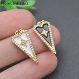 10pcs CZ Pave Enamel Long Heart Necklace Pendant Lot