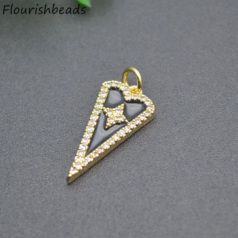 10pcs CZ Pave Enamel Long Heart Necklace Pendant Lot