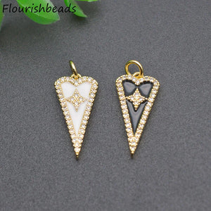 10pcs CZ Pave Enamel Long Heart Necklace Pendant Lot