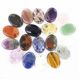 10pcs Natural Stone Oval Necklace Pendants Reiki Charms