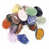 10pcs Natural Stone Oval Necklace Pendants Reiki Charms