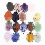 10pcs Natural Stone Oval Necklace Pendants Reiki Charms