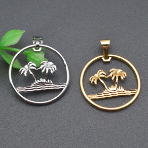 10pc Silver Plated Coconut Tree Necklace Pendants