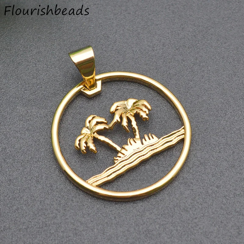 10pc Silver Plated Coconut Tree Necklace Pendants