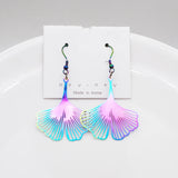 10pcs Gradient Rainbow Leaves Charms Stainless Steel Earring Pendants