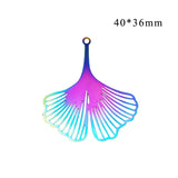 10pcs Gradient Rainbow Leaves Charms Stainless Steel Earring Pendants