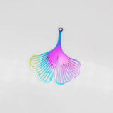 10pcs Gradient Rainbow Leaves Charms Stainless Steel Earring Pendants