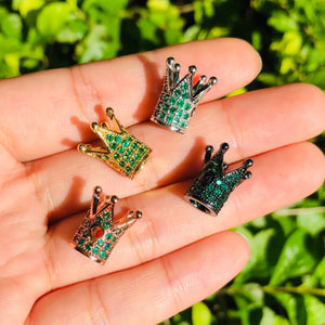 10pcs Green Zirconia Crown Spacer Beads for Jewelry Making