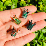 10pcs Green Zirconia Crown Spacer Beads for Jewelry Making