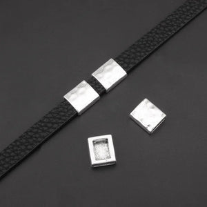 10pcs Hammered Slider Beads For 10*2mm Flat Leather Bracelet