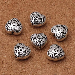 10pcs Tibetan Silver Heart Metal Beads 13x8mm Spacer Beads DIY Jewelry Making