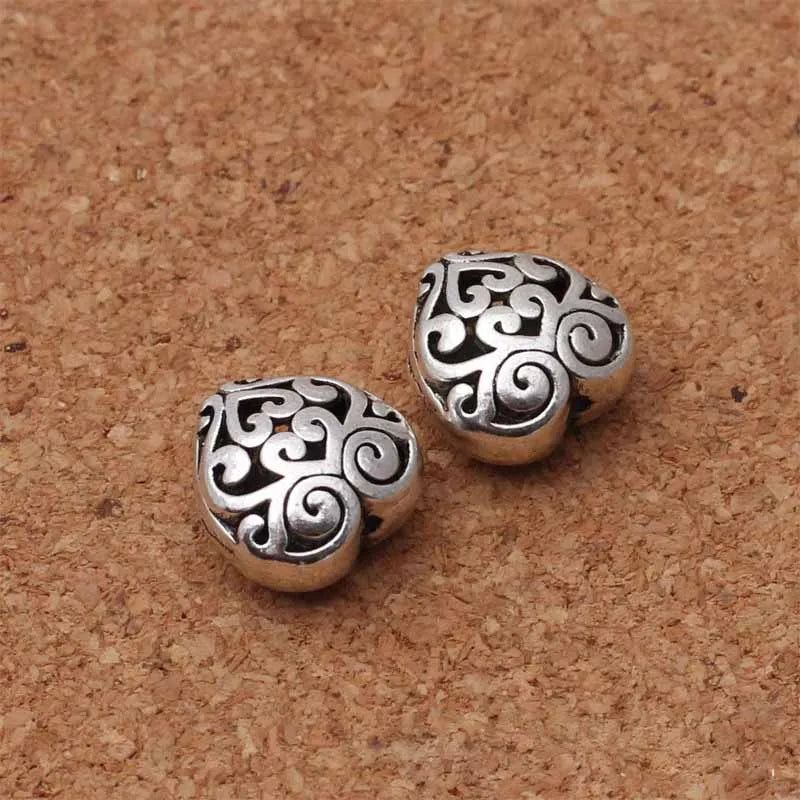 10pcs Tibetan Silver Heart Metal Beads 13x8mm Spacer Beads DIY Jewelry Making