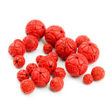 10pcs Carving Cinnabar Red Beads 6-14mm Round Natural Stone DIY Jewelry