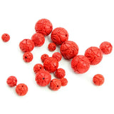 10pcs Carving Cinnabar Red Beads 6-14mm Round Natural Stone DIY Jewelry