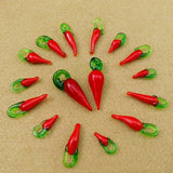 10pcs Red Pepper Shape Lampwork Pendants for Necklace Making
