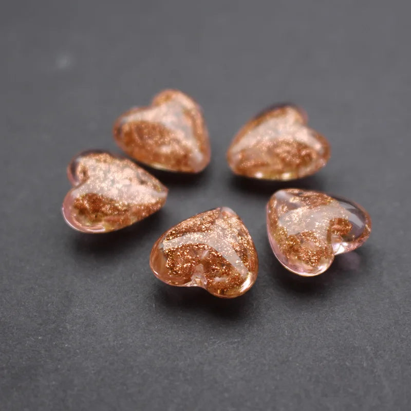 10pcs Light Pink Heart Shape 16mm Lampwork Glass Beads for Jewelry Making