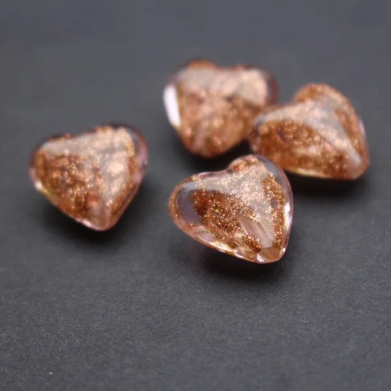 10pcs Light Pink Heart Shape 16mm Lampwork Glass Beads for Jewelry Making