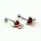 10pcs Heart Gem Devil Horns Dangle Navel Bar Belly Button Rings