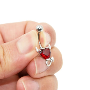 10pcs Heart Gem Devil Horns Dangle Navel Bar Belly Button Rings