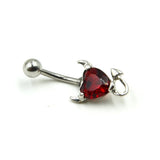 10pcs Heart Gem Devil Horns Dangle Navel Bar Belly Button Rings